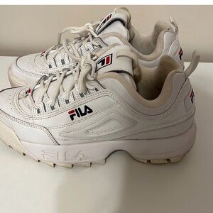 Fila White Sneakers with Logo Size 9